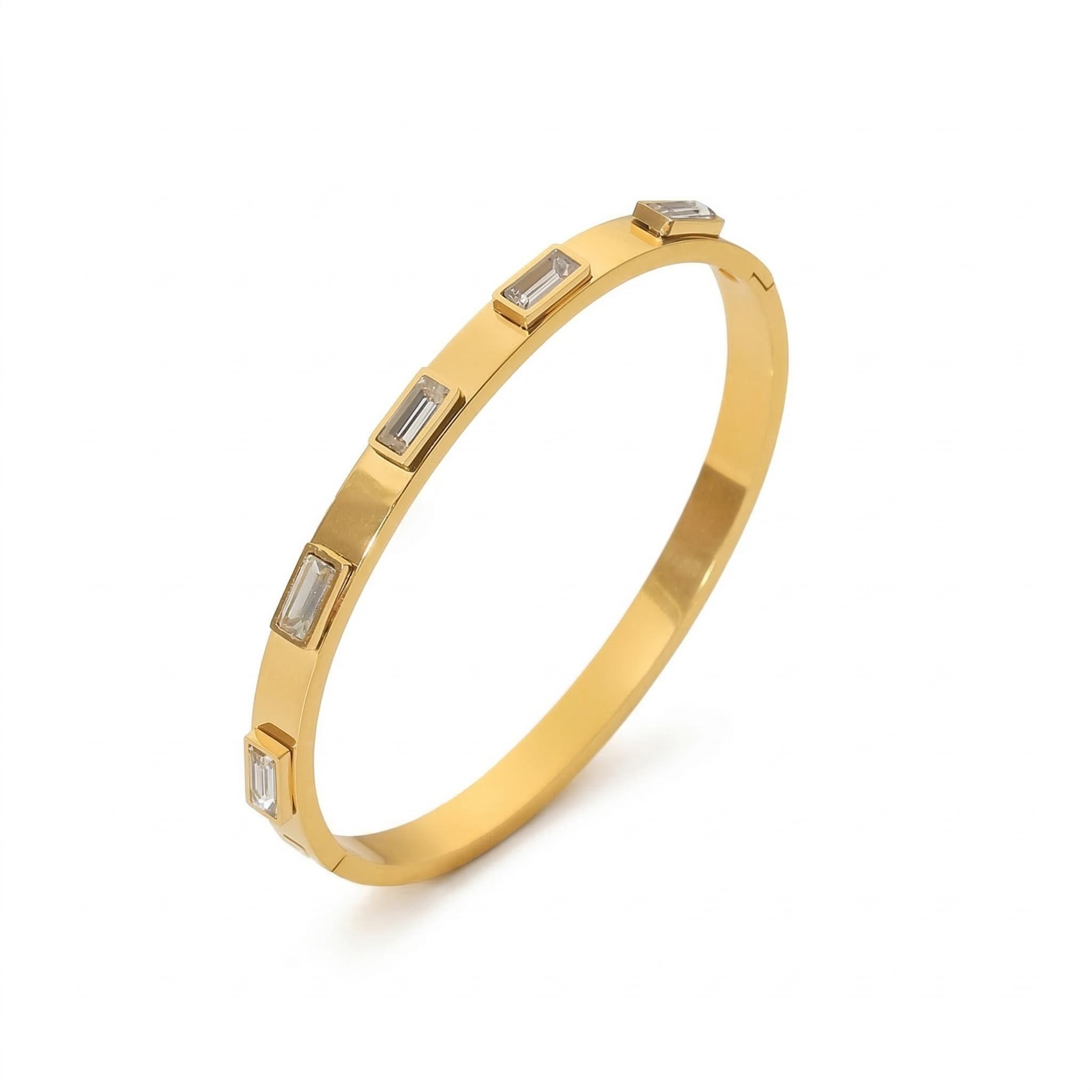 Stainless Steel White Green Cz Bangle Pendant With Street Luxury Shine - Image 3