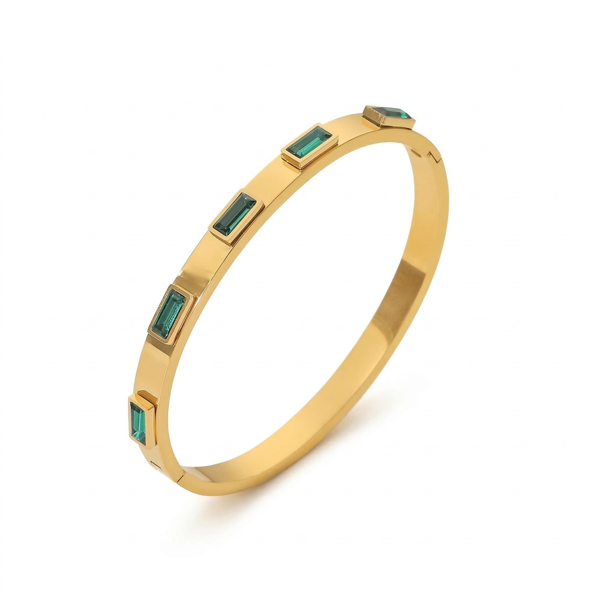 Stainless Steel White Green Cz Bangle Pendant With Street Luxury Shine - Image 5