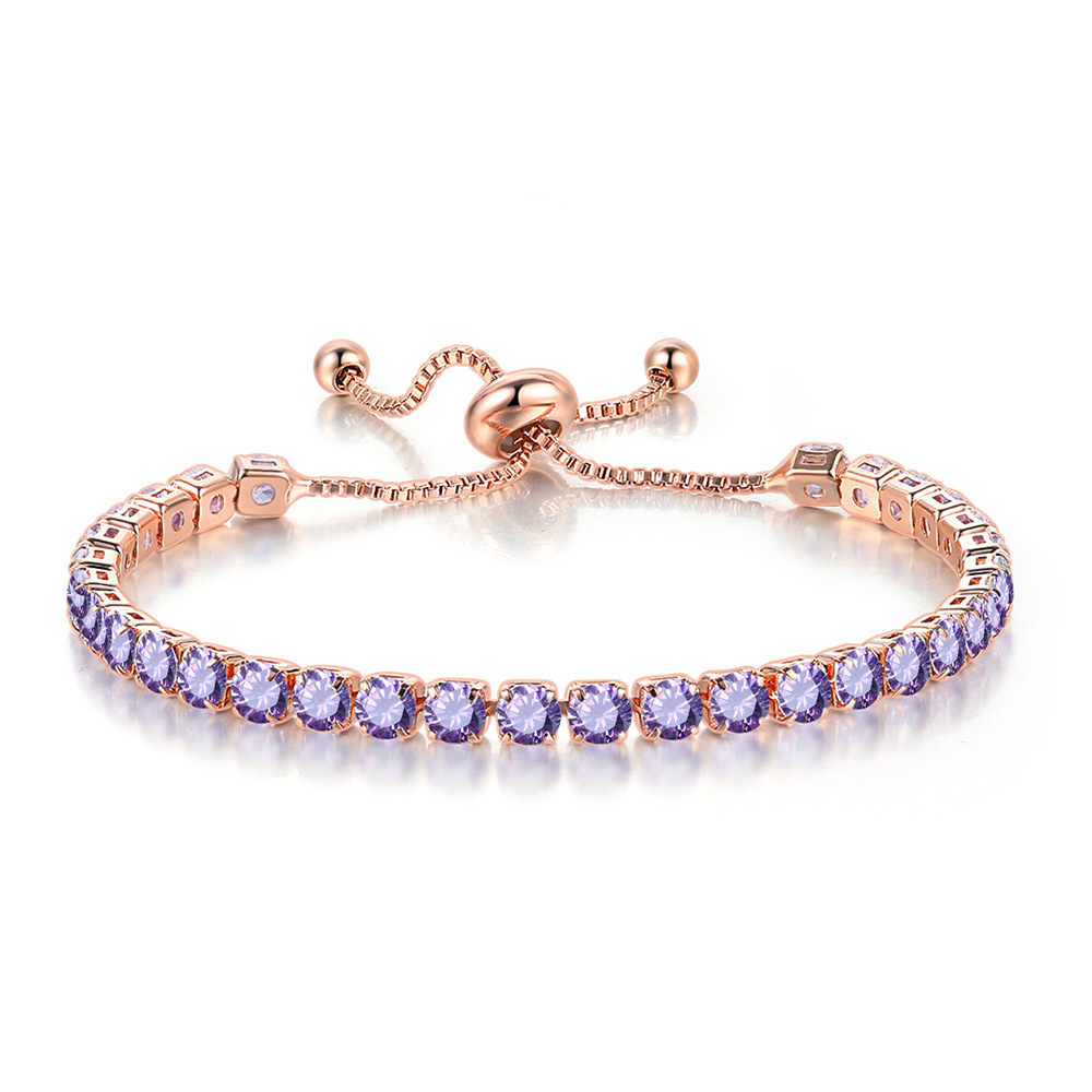 4mm Purple Stones Tennis Bracelet Iced Out Shine With Street Luxury