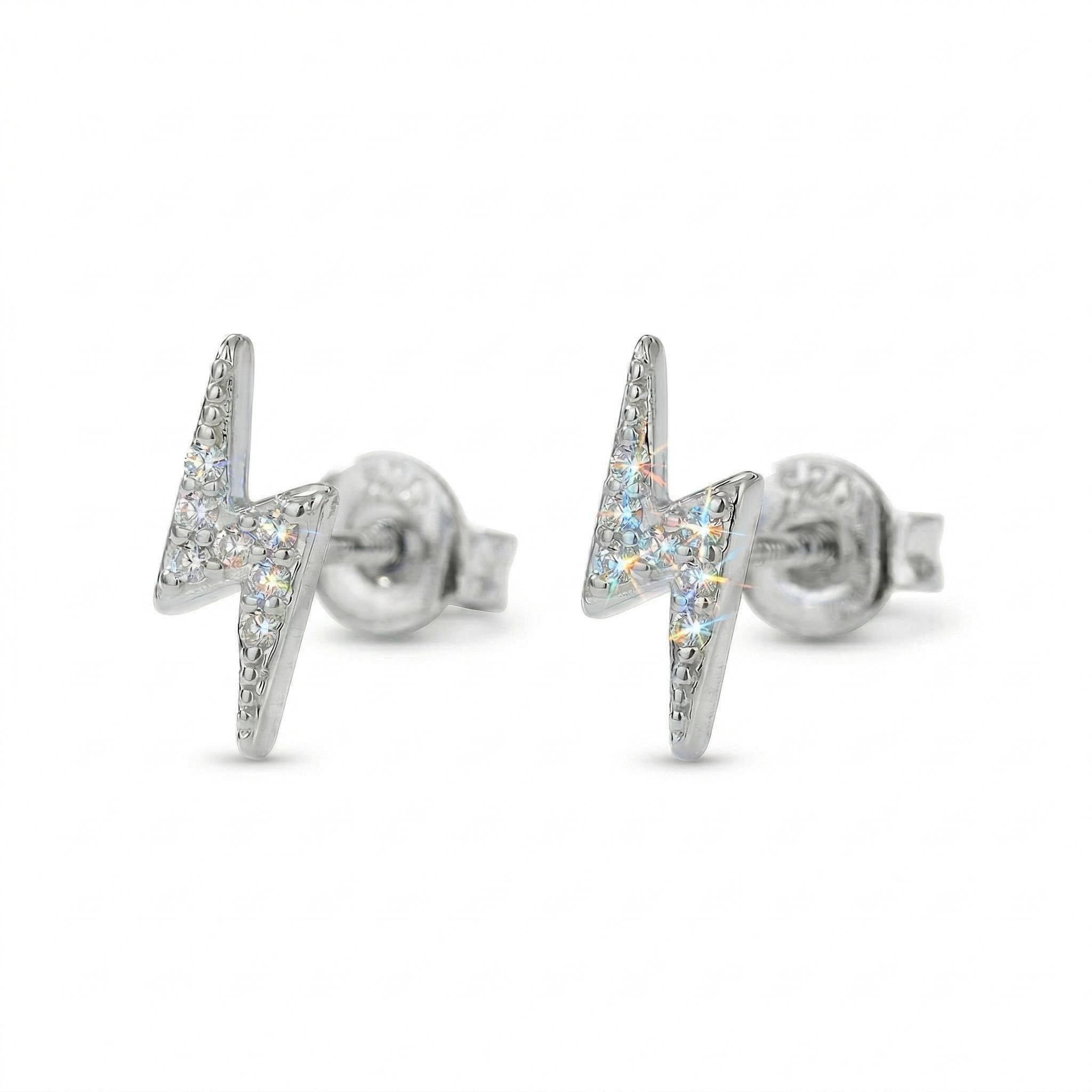 Hypoallergenic Mini Cute Lightning Stud Earrings With Street Luxury Shine - Image 3