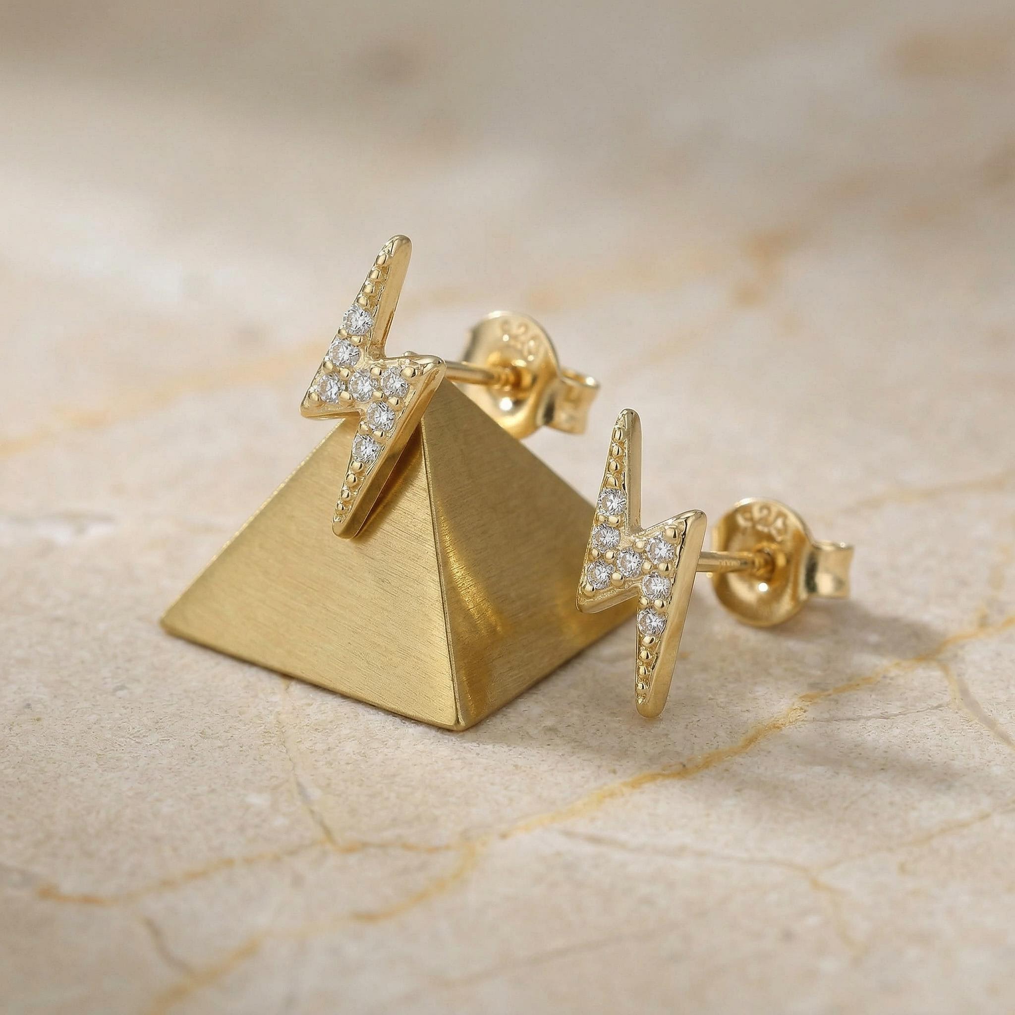 Hypoallergenic Mini Cute Lightning Stud Earrings With Street Luxury Shine - Image 5