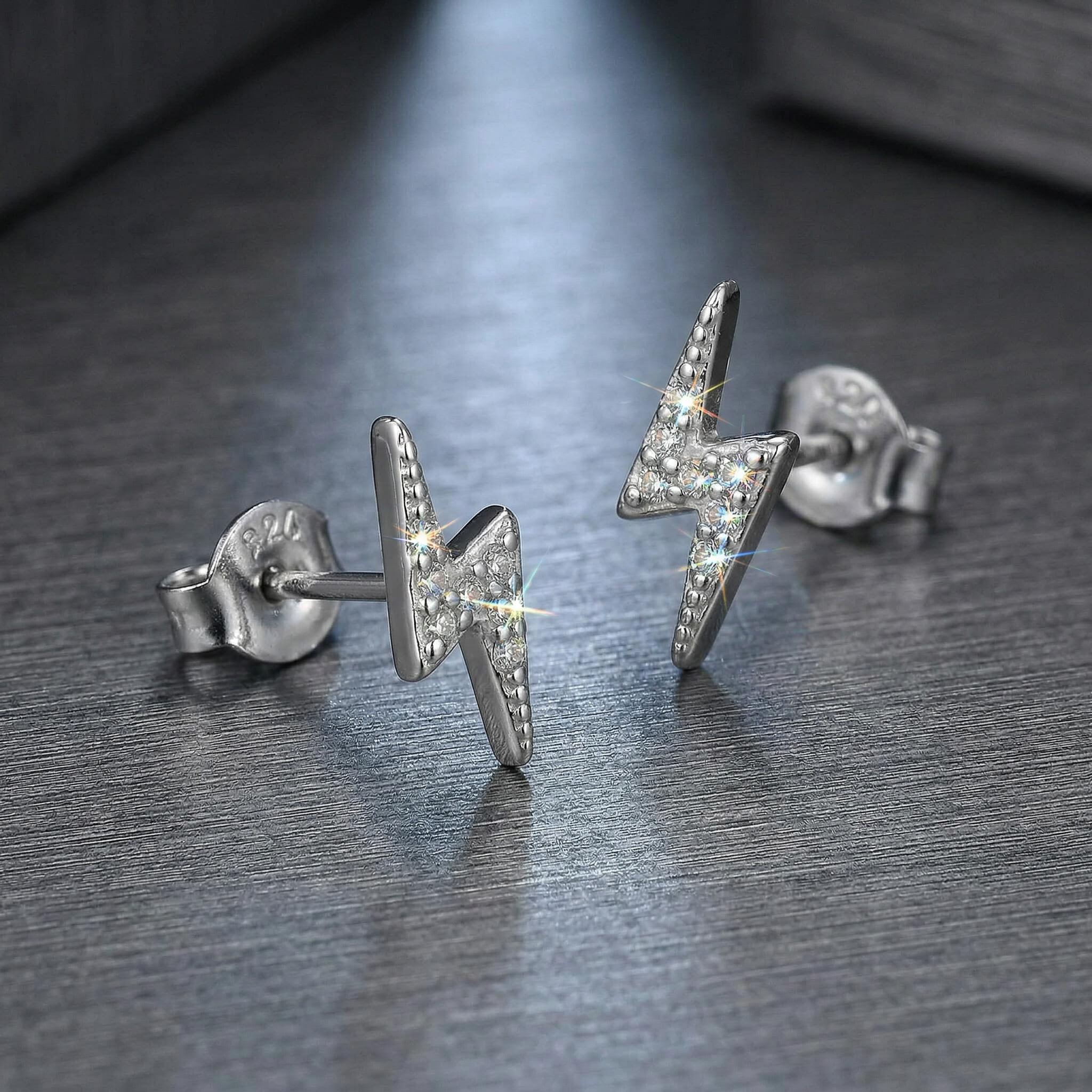 Hypoallergenic Mini Cute Lightning Stud Earrings With Street Luxury Shine - Image 6