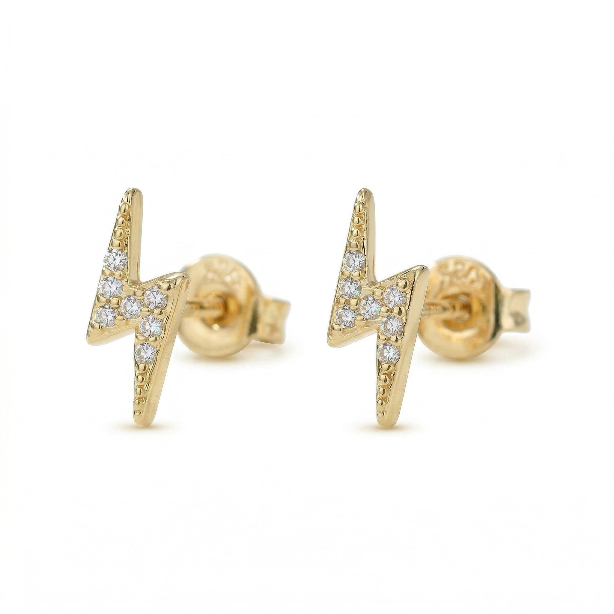 Hypoallergenic Mini Cute Lightning Stud Earrings With Street Luxury Shine