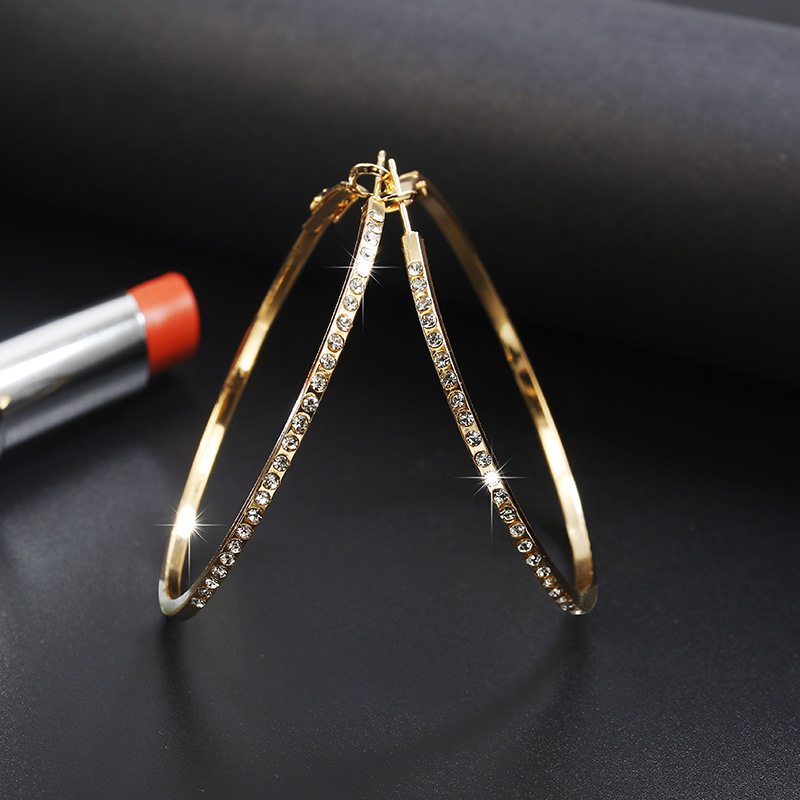 Iced Out Big Round Hoop Earrings Gold With Street Luxury Shine - Image 4