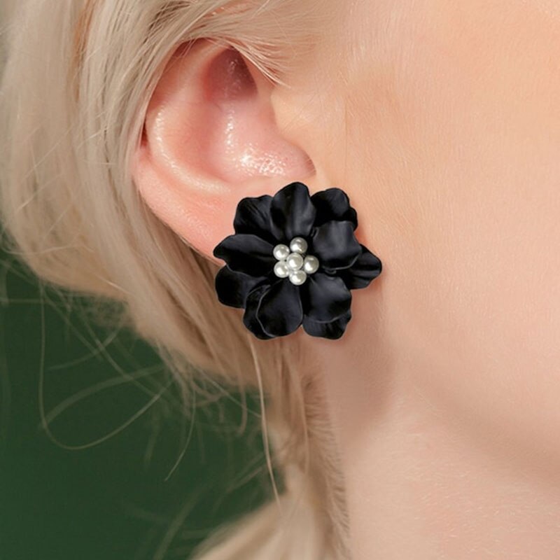 Camellia Flower Pearl Earrings Bold Statement Style With Street Luxury - Image 8