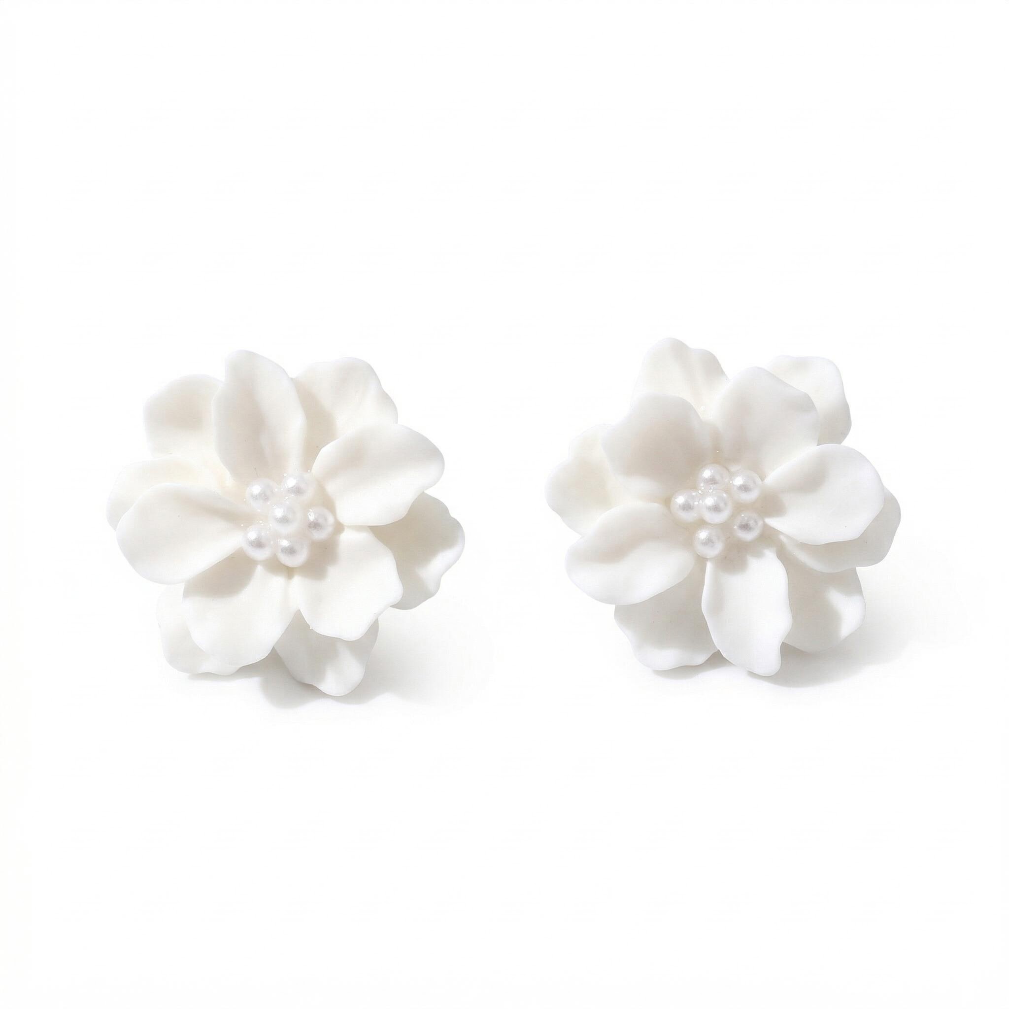 Camellia Flower Pearl Earrings Bold Statement Style With Street Luxury