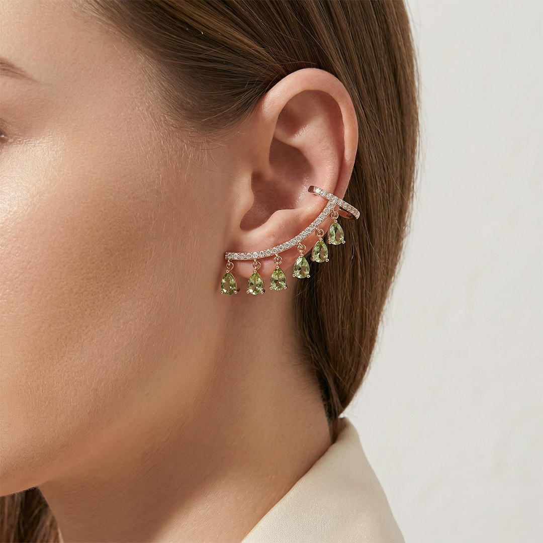 Waterdrop Tassel Ear Clip Stud Earrings-single With Street Luxury Shine - Image 4