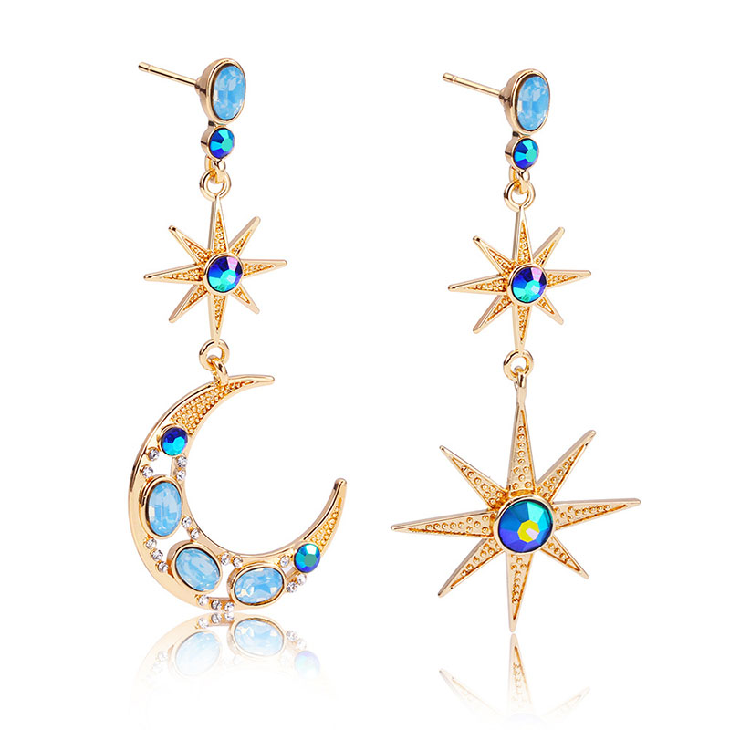 Asymmetry Star Moon Drop Earrings Bold Statement Style With Street Luxury