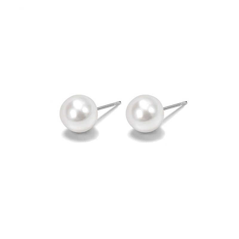 6mm/7mm/8mm White Freshwater Pearl Stud Earrings With Street Luxury Shine - Image 3