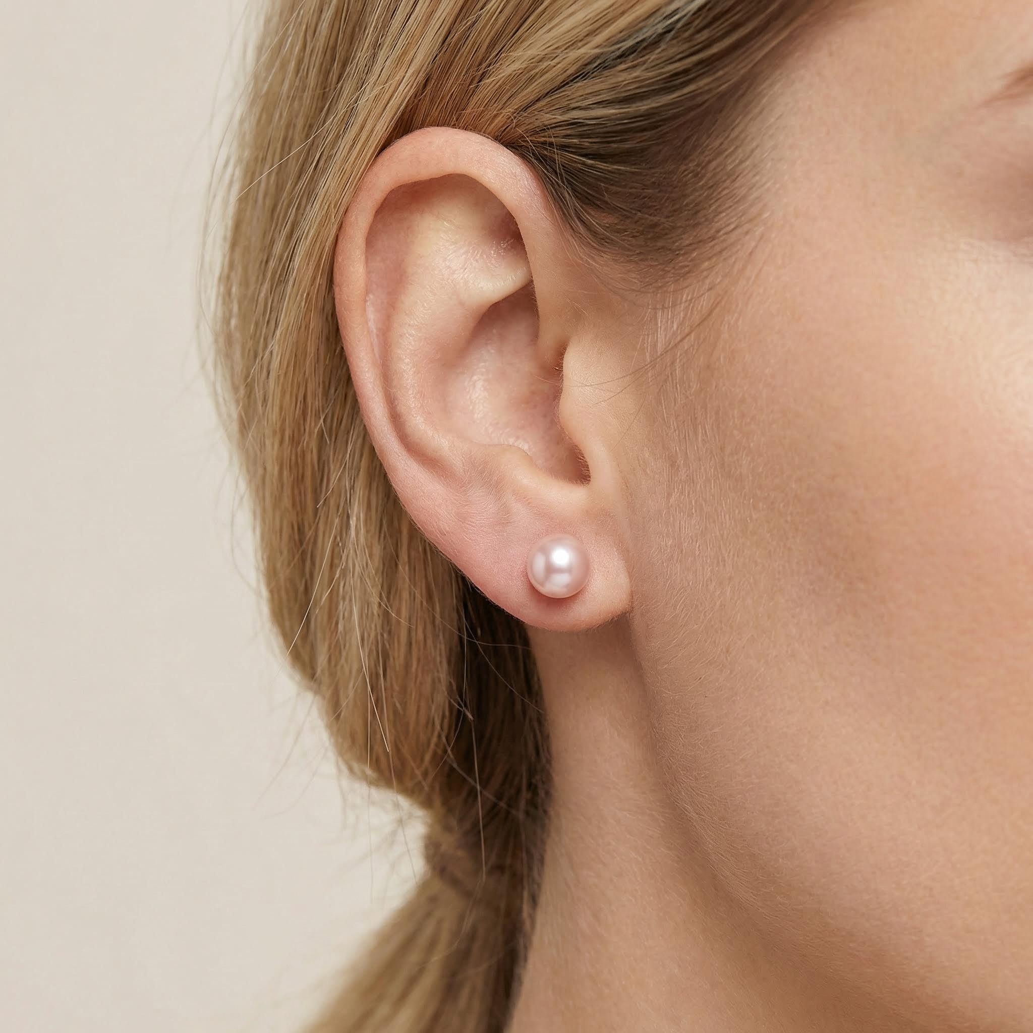 6mm/7mm/8mm White Freshwater Pearl Stud Earrings With Street Luxury Shine - Image 4