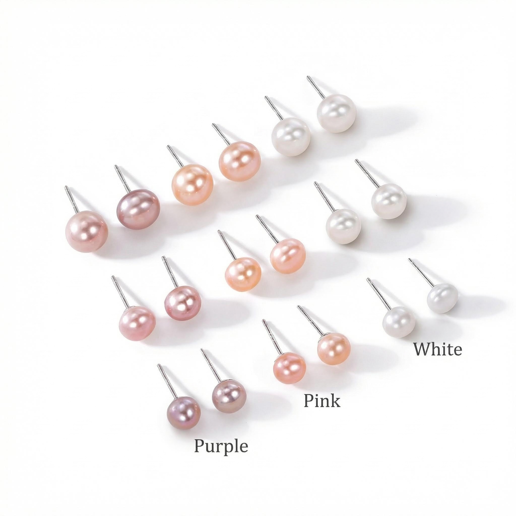 6mm/7mm/8mm White Freshwater Pearl Stud Earrings With Street Luxury Shine - Image 6