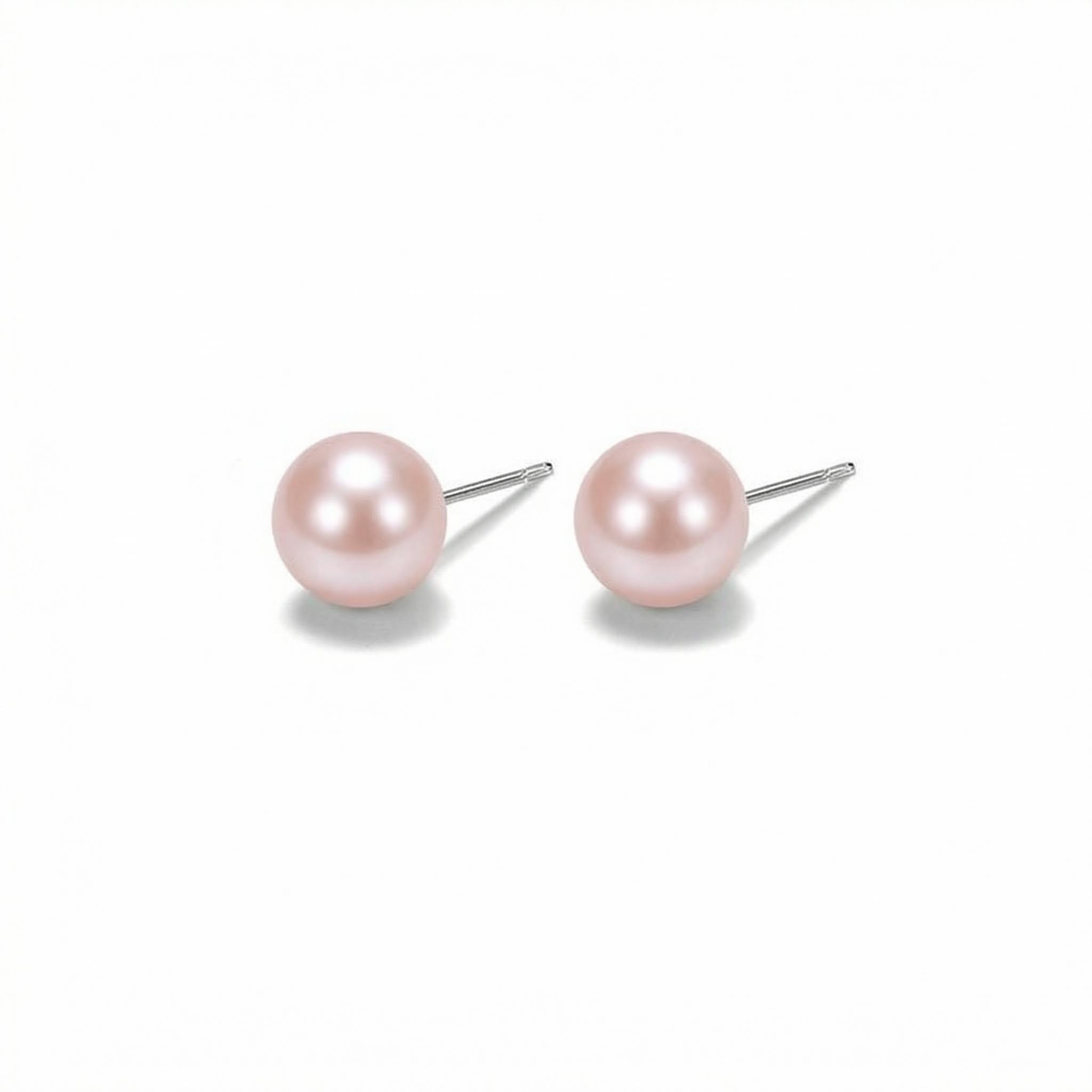 6mm/7mm/8mm White Freshwater Pearl Stud Earrings With Street Luxury Shine