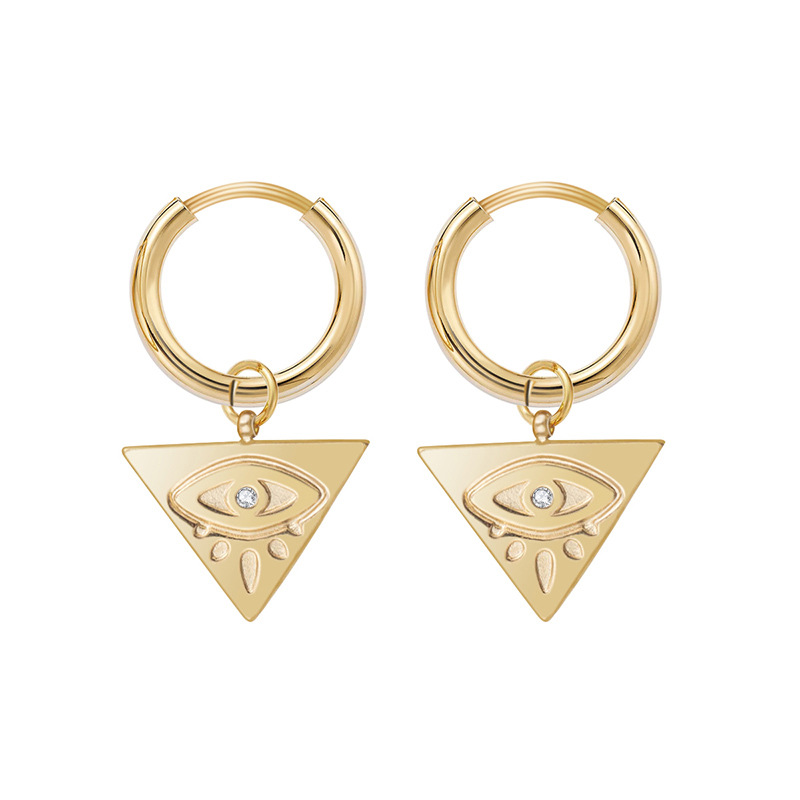 Evil Eye Triangle Embossed Earrings Bold Statement Style With Street Luxury