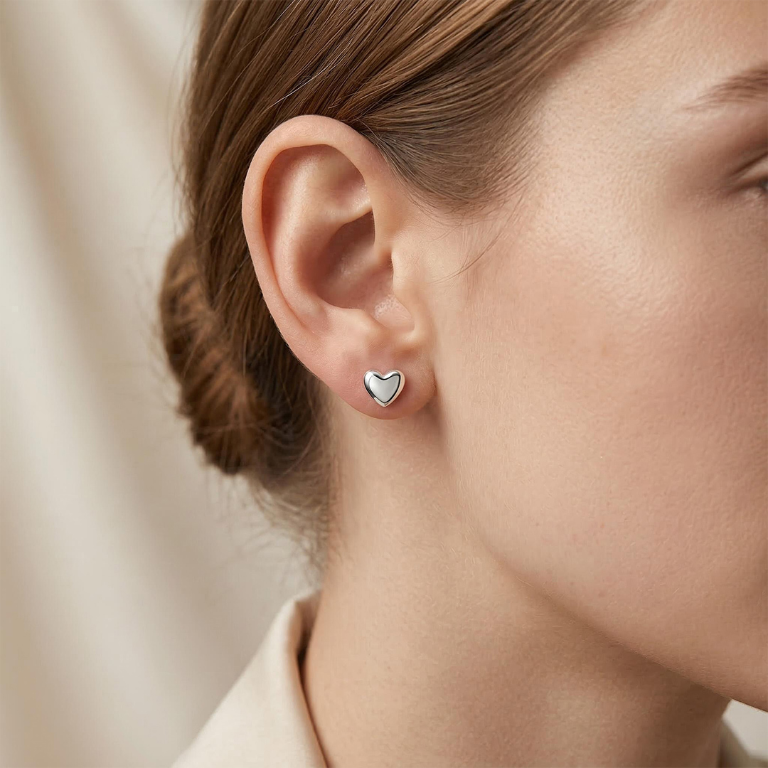 Mini Heart Stud Earrings Bold Statement Style With Street Luxury - Image 3