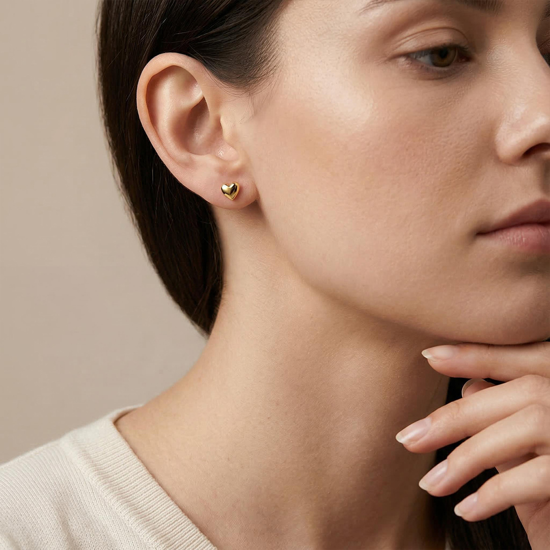 Mini Heart Stud Earrings Bold Statement Style With Street Luxury - Image 7