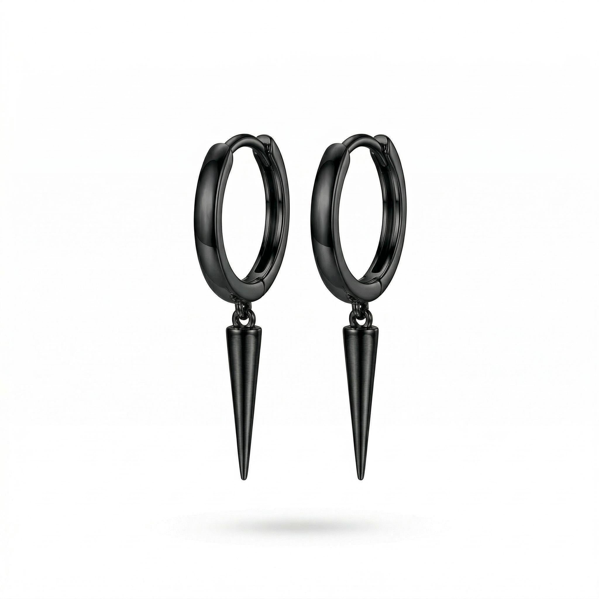 Sterling Silver Long Rivet Cone Dangle Earrings With Street Luxury Shine - Image 5
