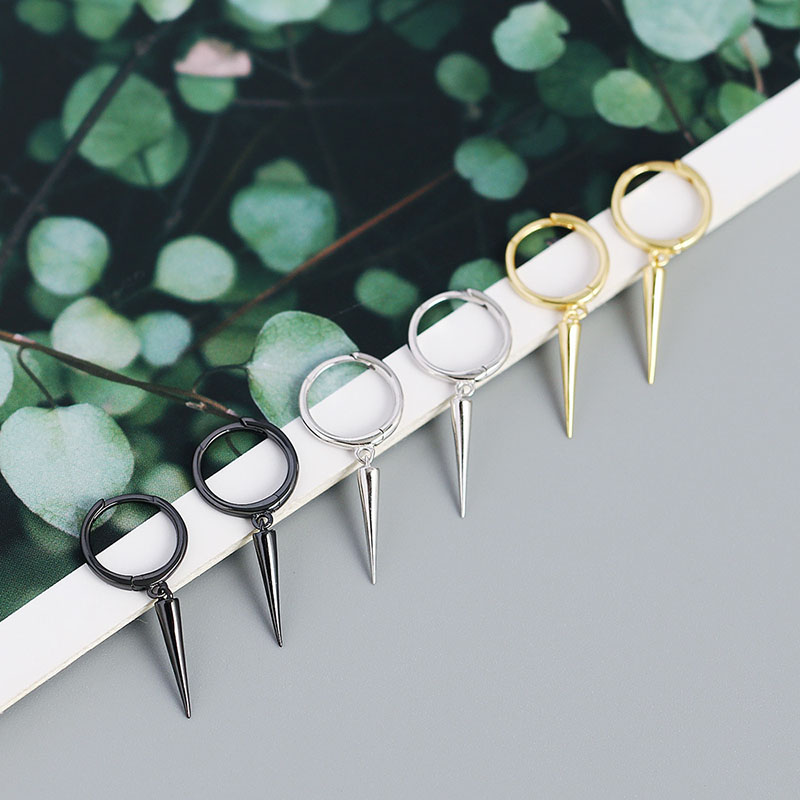 Sterling Silver Long Rivet Cone Dangle Earrings With Street Luxury Shine - Image 11