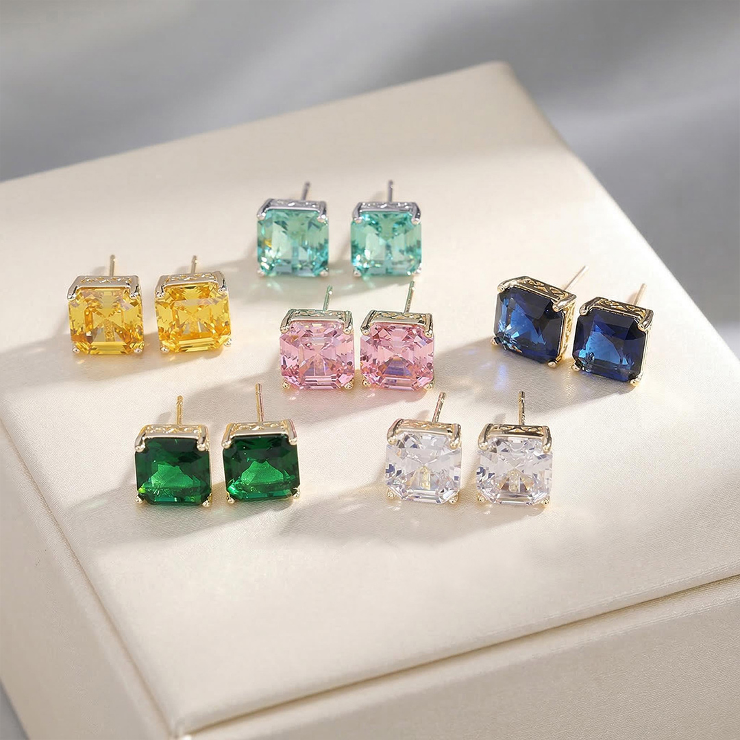 Colorful Square Stud Earrings Bold Statement Style With Street Luxury - Image 10