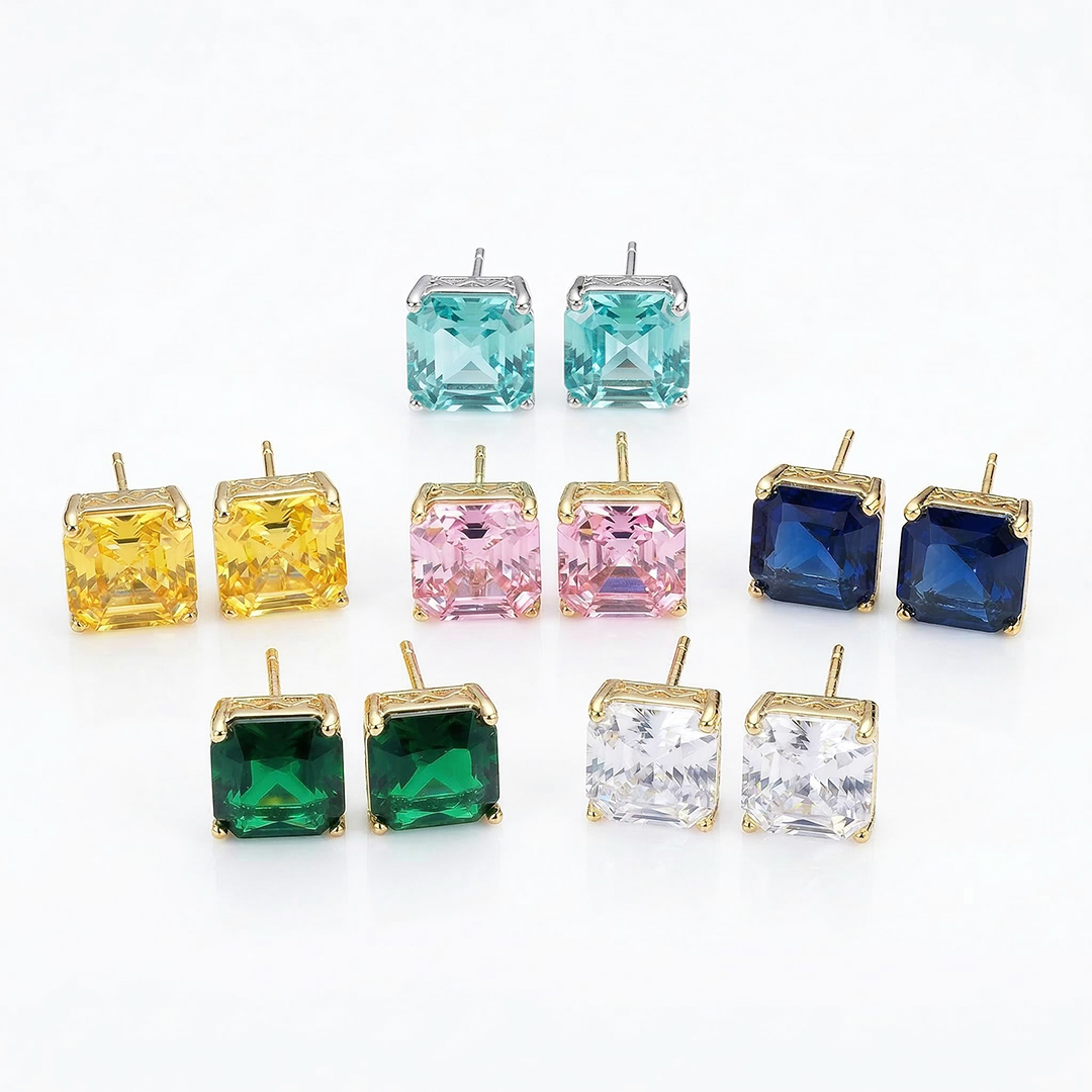 Colorful Square Stud Earrings Bold Statement Style With Street Luxury