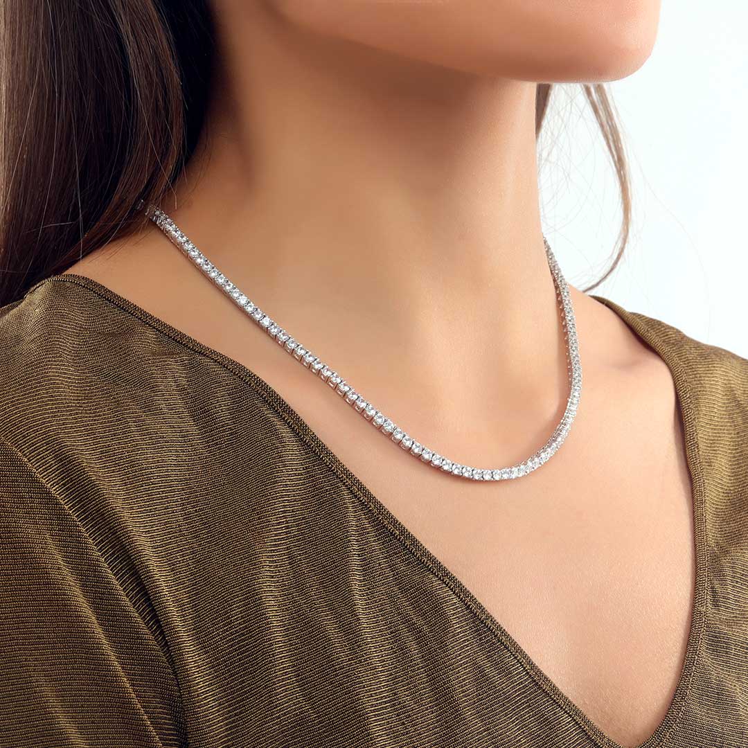 3mm Tennis Necklace In White Gold For Women With Street Luxury Shine - Image 3