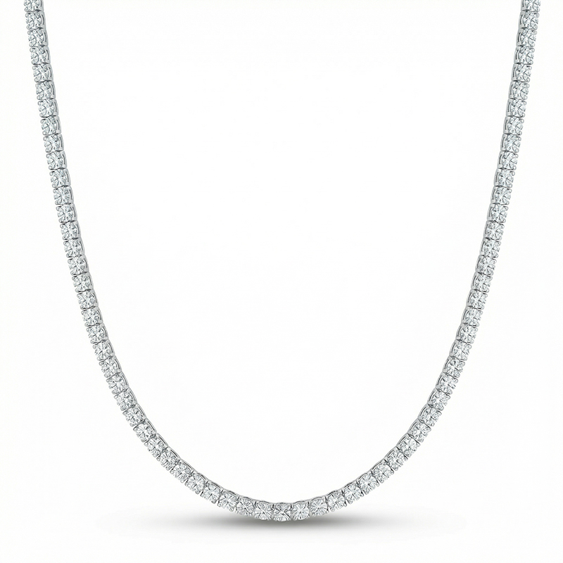 3mm Tennis Necklace In White Gold For Women With Street Luxury Shine - Image 4