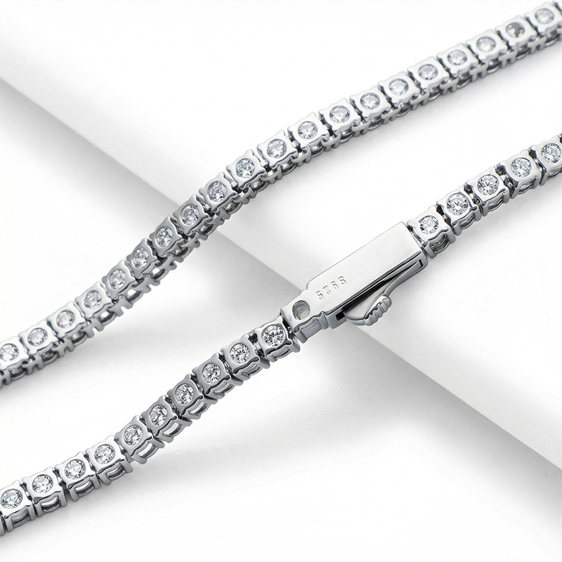 3mm Tennis Necklace In White Gold For Women With Street Luxury Shine - Image 8