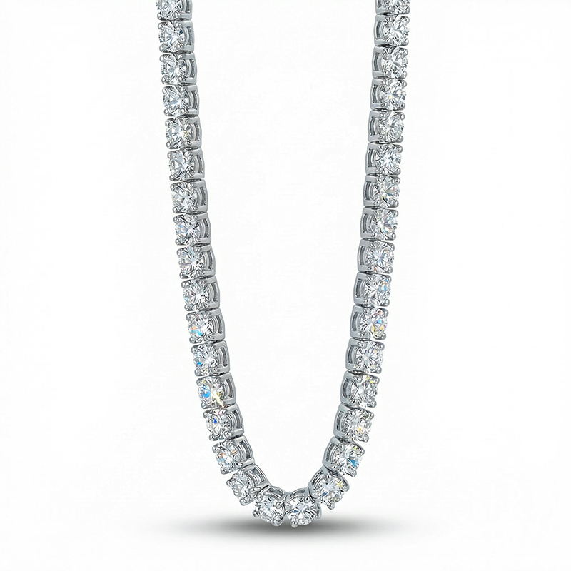 3mm Tennis Necklace In White Gold For Women With Street Luxury Shine