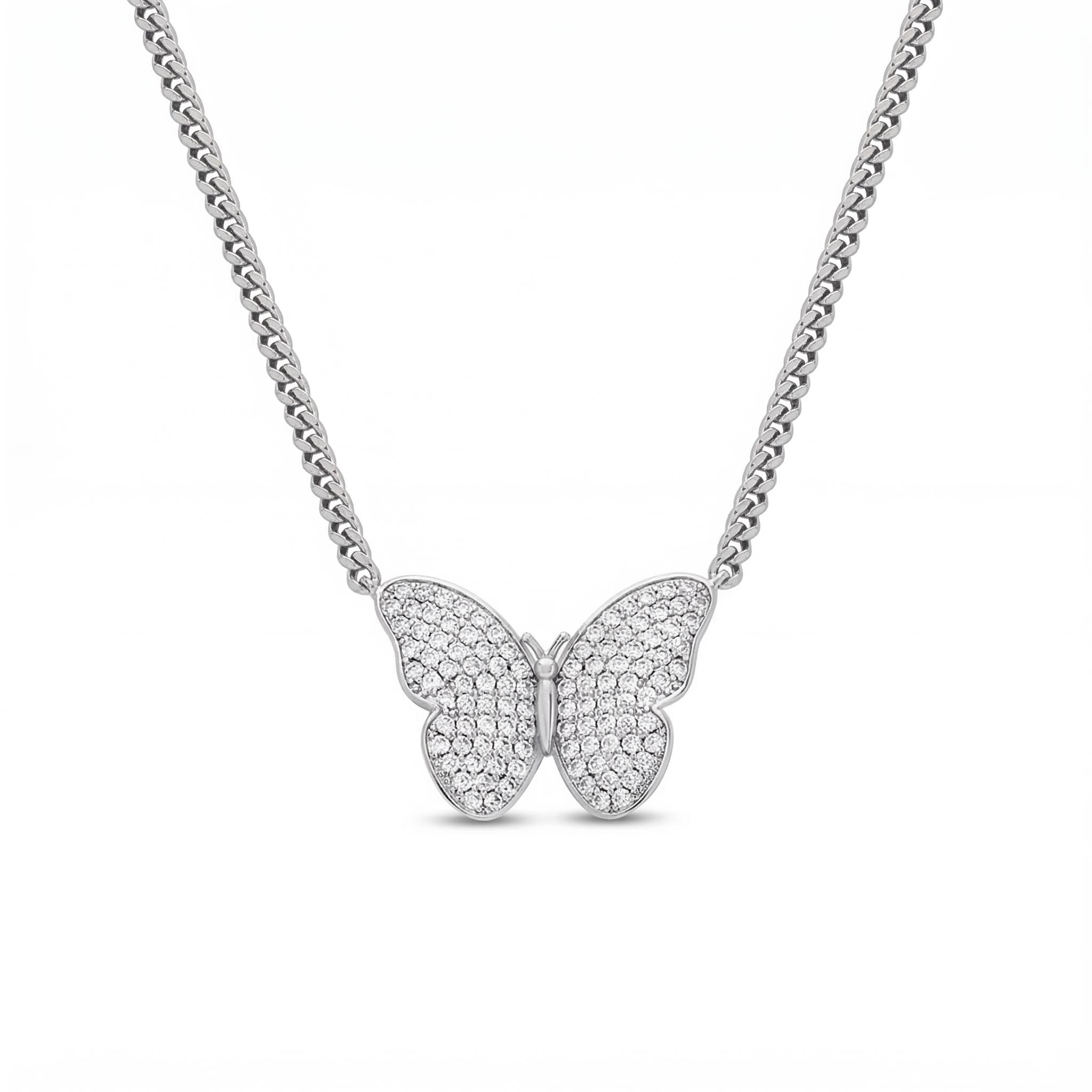 Iced Out Butterfly Cuban Necklace Pendant With Street Luxury Shine - Image 3