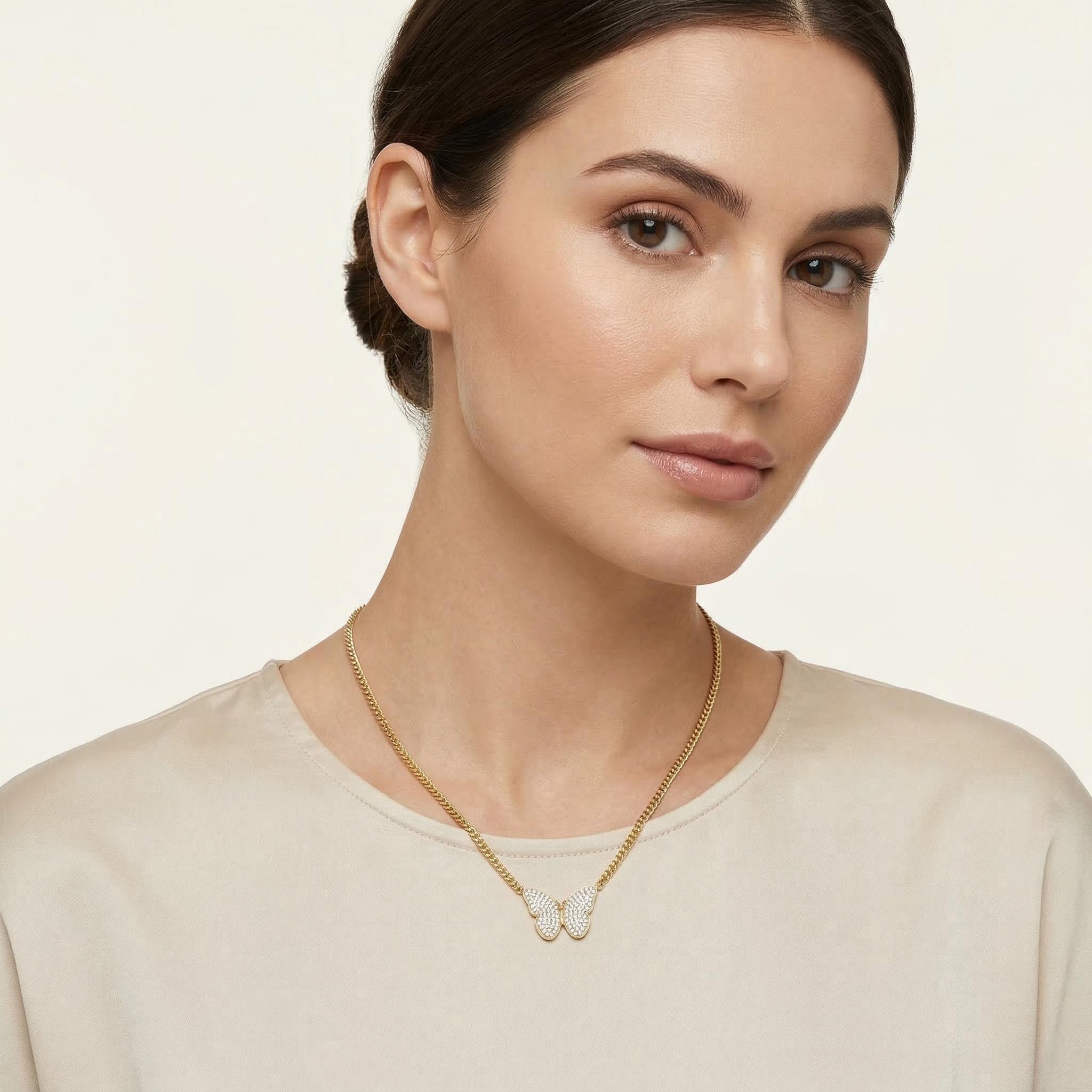 Iced Out Butterfly Cuban Necklace Pendant With Street Luxury Shine - Image 4