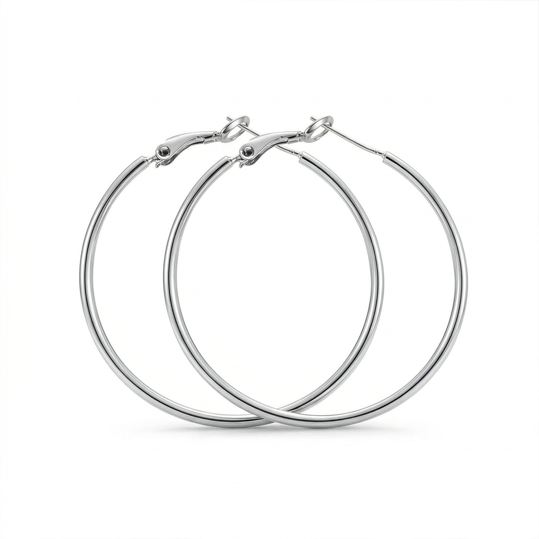 20mm-70mm Circle Hoop Earring In White Gold With Street Luxury Shine - Image 4