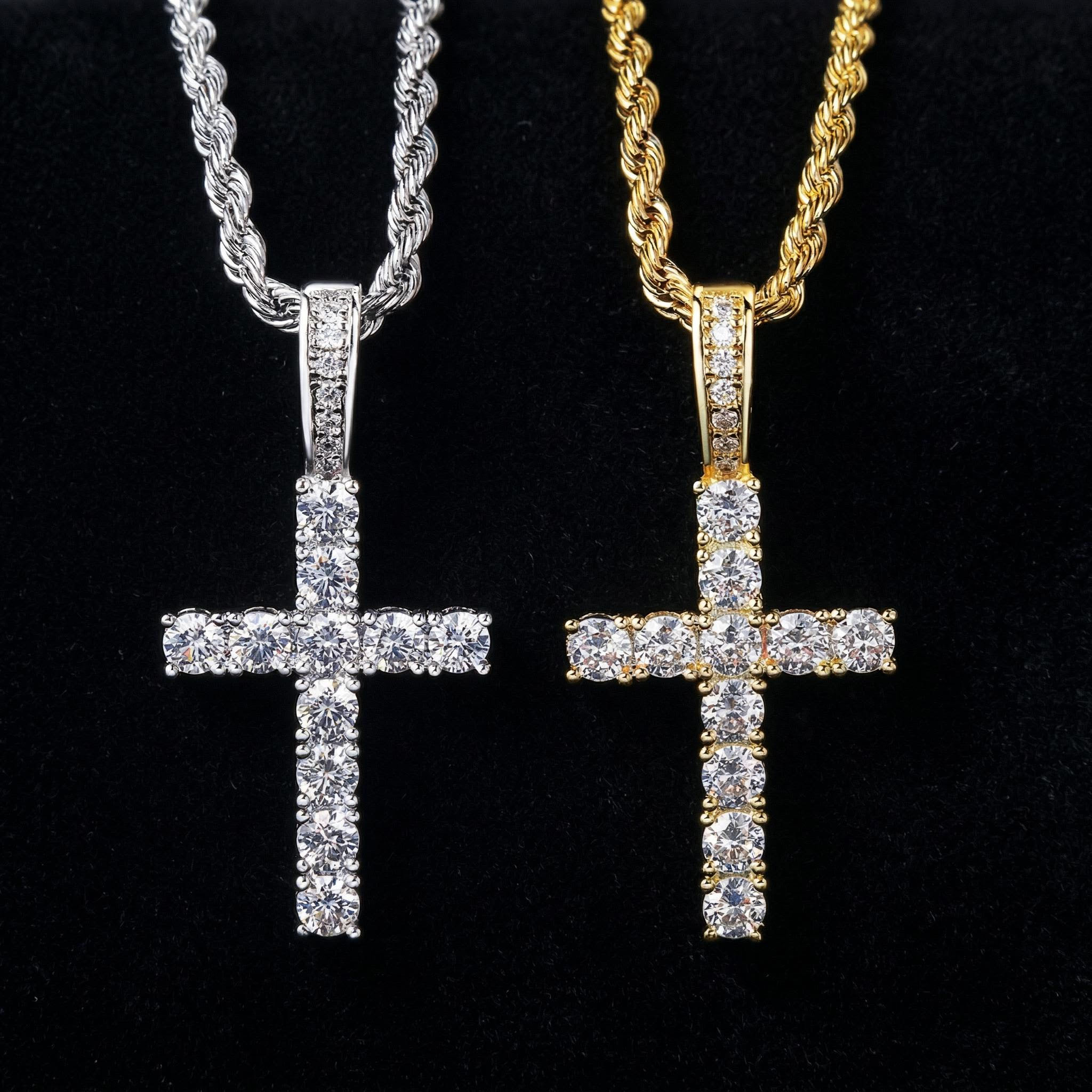 Women's Iced Out Cross Pendant In Gold Gold Shine With Street Luxury - Image 7