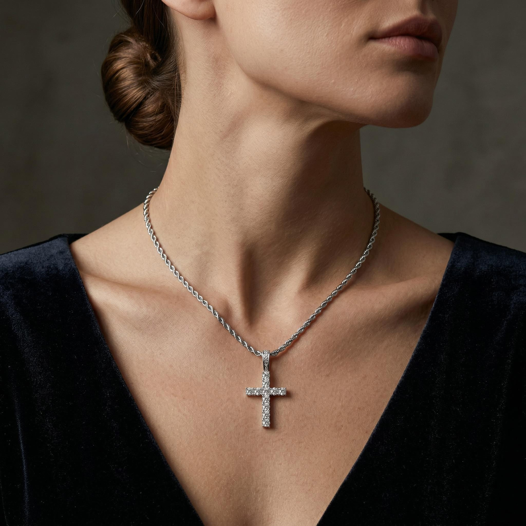 Women's Iced Out Cross Pendant In Gold Gold Shine With Street Luxury - Image 8