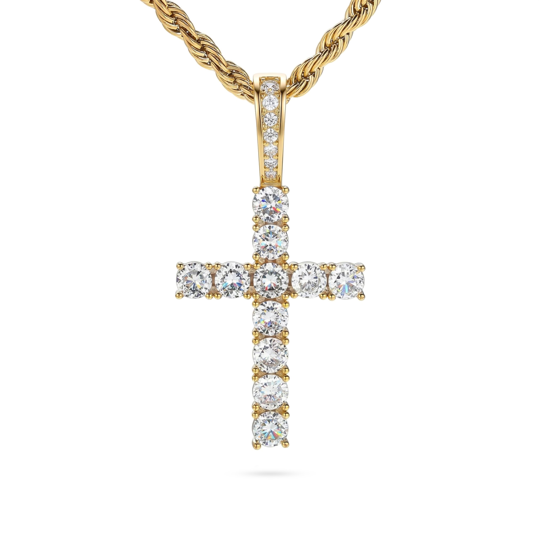 Women's Iced Out Cross Pendant In Gold Gold Shine With Street Luxury