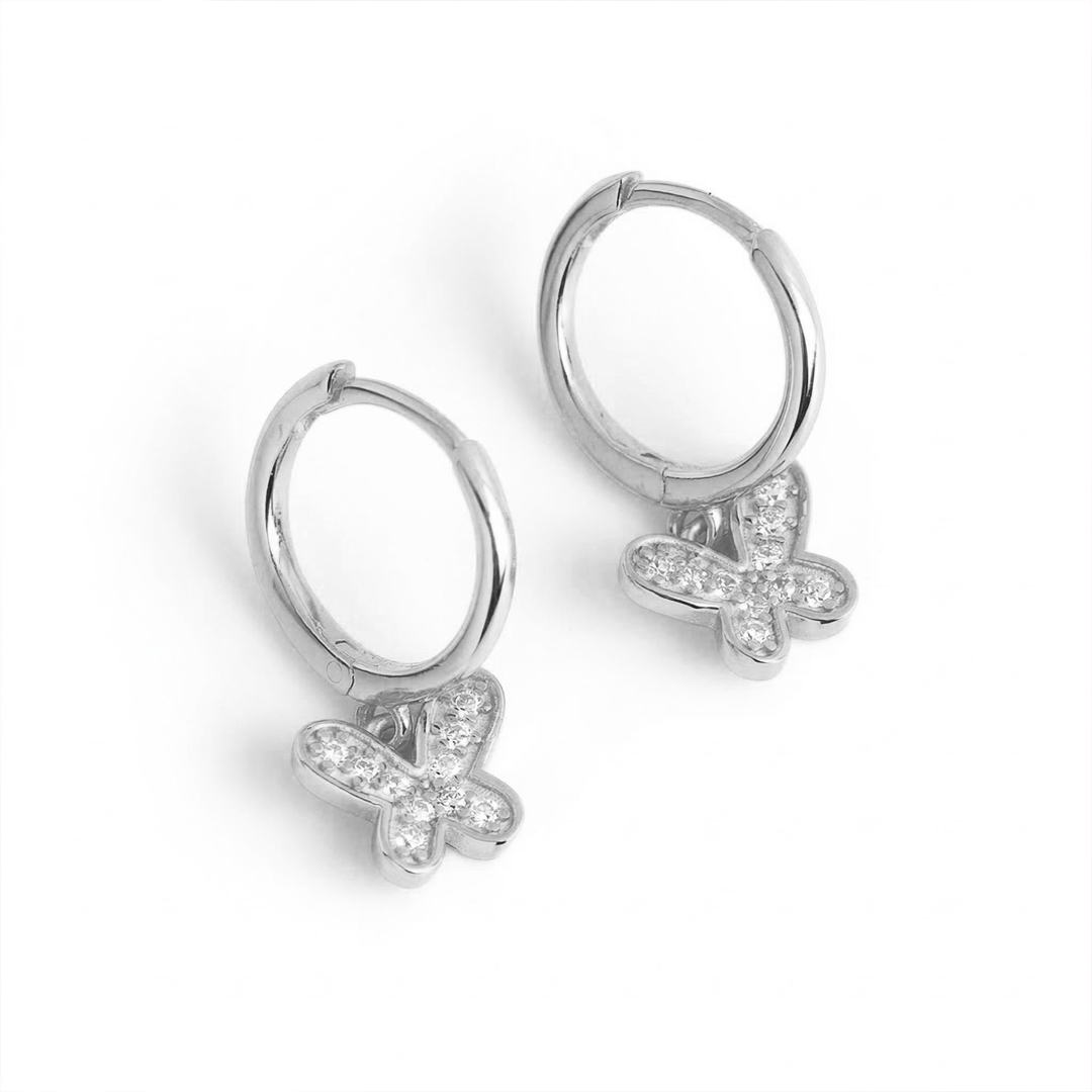 Sterling Silver Iced Out Butterfly Earrings With Street Luxury Shine - Image 3