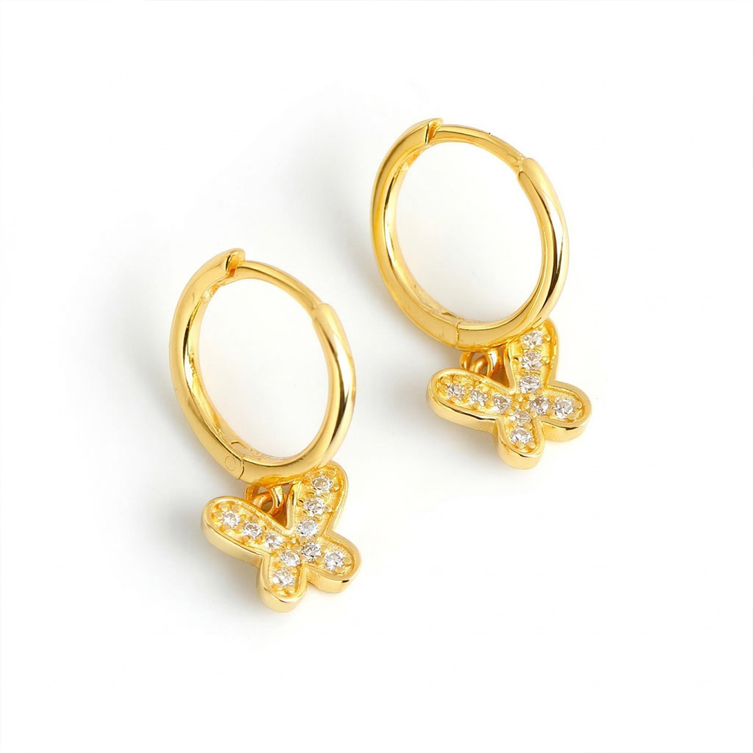 Sterling Silver Iced Out Butterfly Earrings With Street Luxury Shine - Image 5