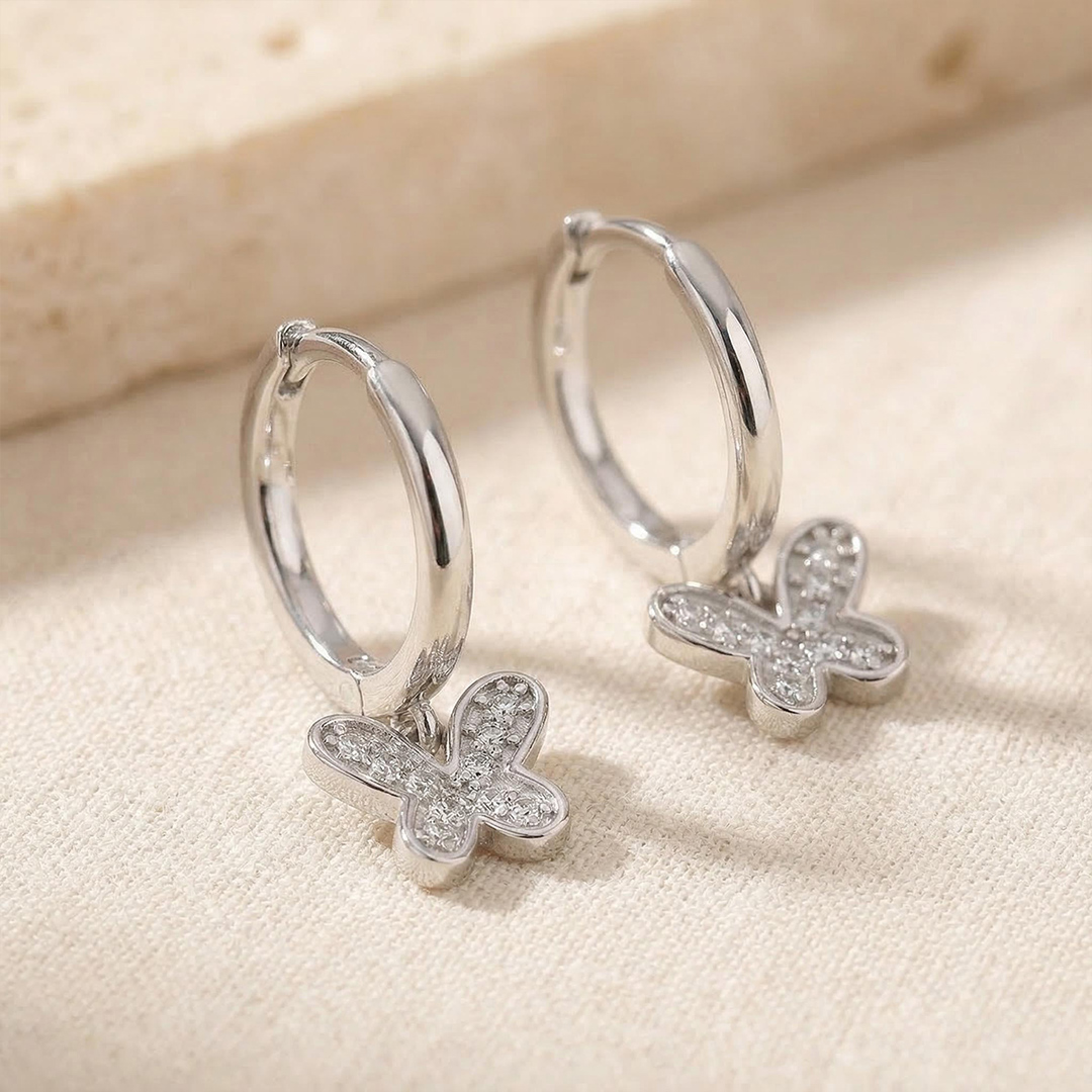 Sterling Silver Iced Out Butterfly Earrings With Street Luxury Shine - Image 8