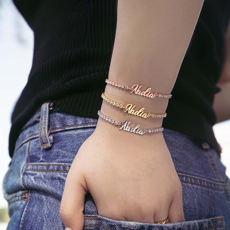 Personalized Tennis Name Bracelet In Gold Iced Out Shine With Street Luxury - Image 4