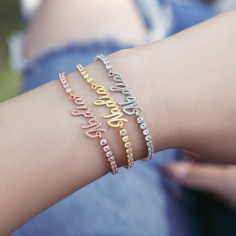 Personalized Tennis Name Bracelet In Gold Iced Out Shine With Street Luxury - Image 6