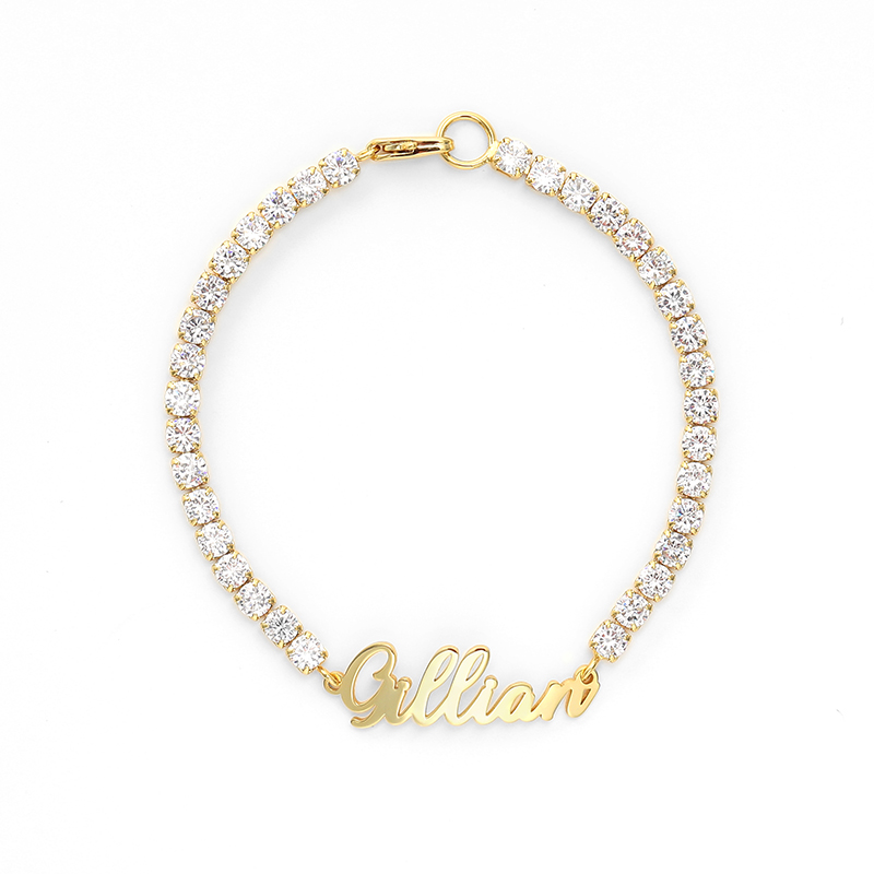 Personalized Tennis Name Bracelet In Gold Iced Out Shine With Street Luxury