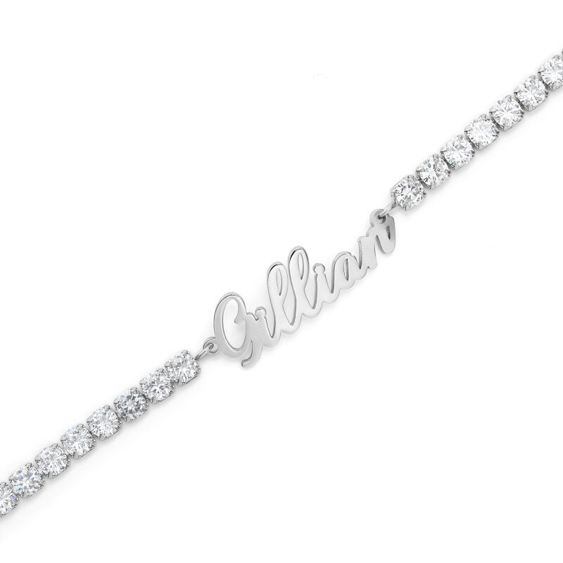 Personalized Tennis Name Bracelet In White Gold With Iced Out Shine - Image 3