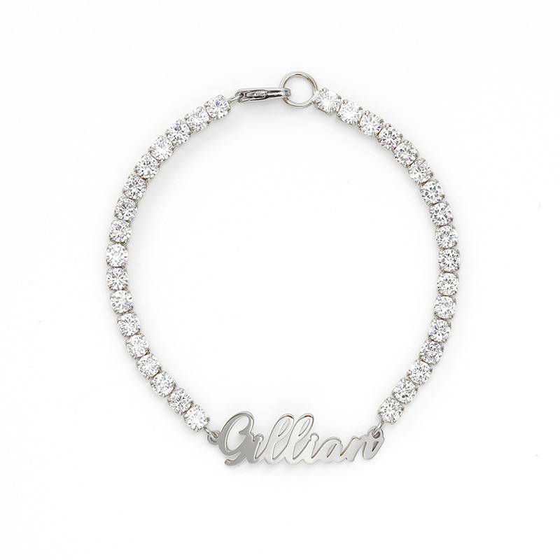 Personalized Tennis Name Bracelet In White Gold With Iced Out Shine