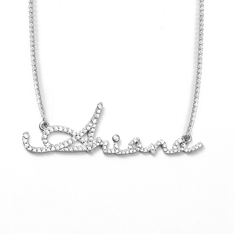 Iced Out Custom Letters Name Necklace With Tennis Chain Gold