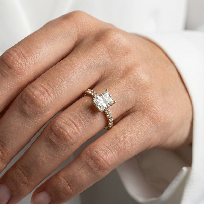 22.85ct. Tw. Stunning Radiant Cut Halo Sterling Silver Engagement Ring In - Image 3