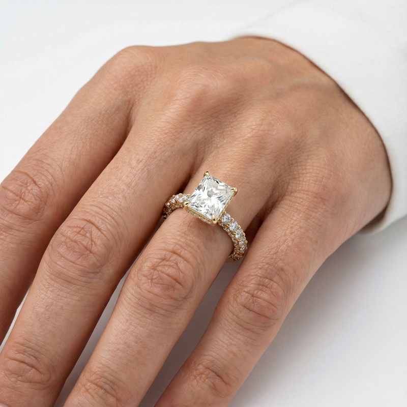 22.85ct. Tw. Stunning Radiant Cut Halo Sterling Silver Engagement Ring In - Image 4