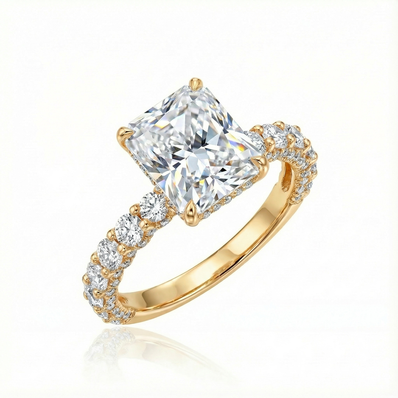 22.85ct. Tw. Stunning Radiant Cut Halo Sterling Silver Engagement Ring In - Image 5
