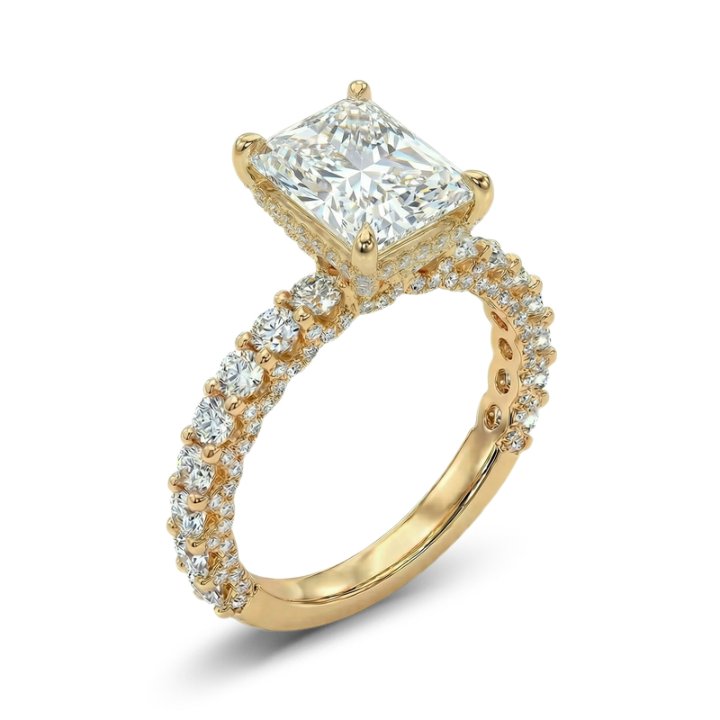 22.85ct. Tw. Stunning Radiant Cut Halo Sterling Silver Engagement Ring In - Image 6