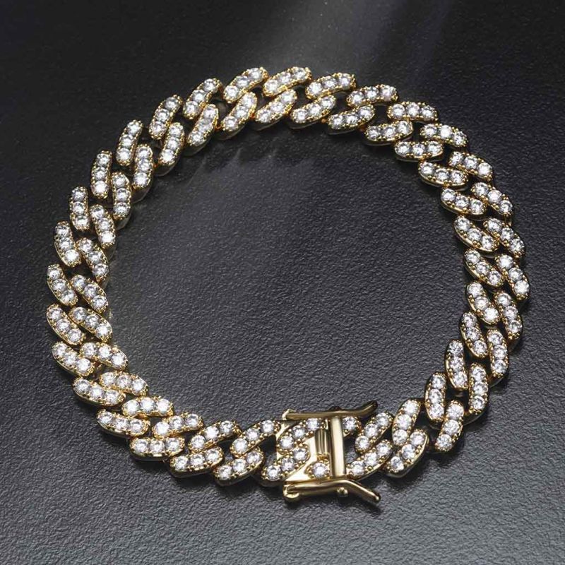 Women's Iced Out 8mm Cuban Link Bracelet In Gold With Street Luxury Shine - Image 5