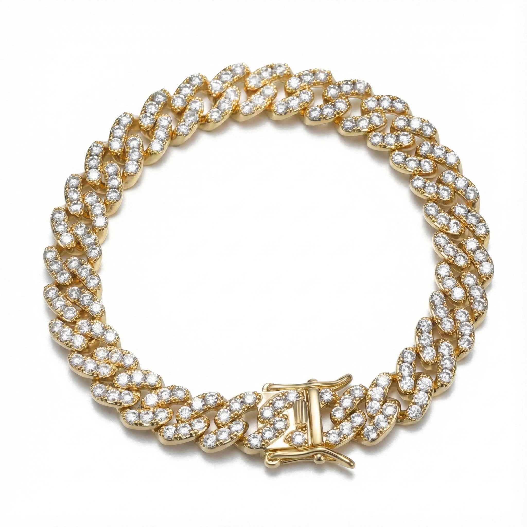 Women's Iced Out 8mm Cuban Link Bracelet In Gold With Street Luxury Shine