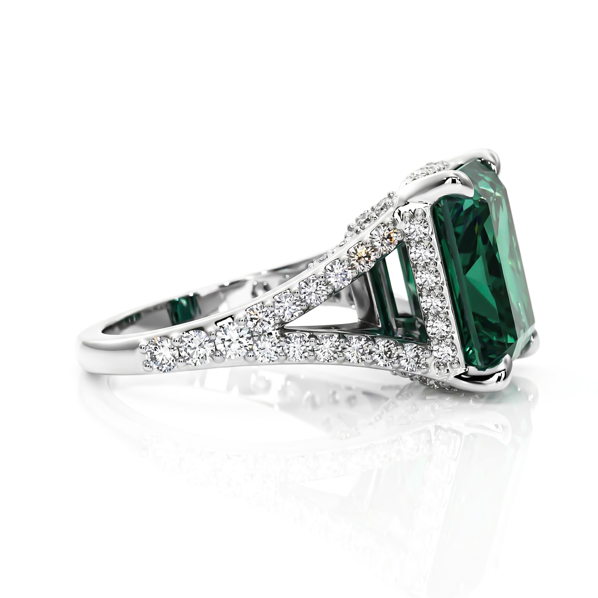 Bold 9ct Fancy Blue Green Radiant Cut Sterling Silver Engagement Ring - Image 5