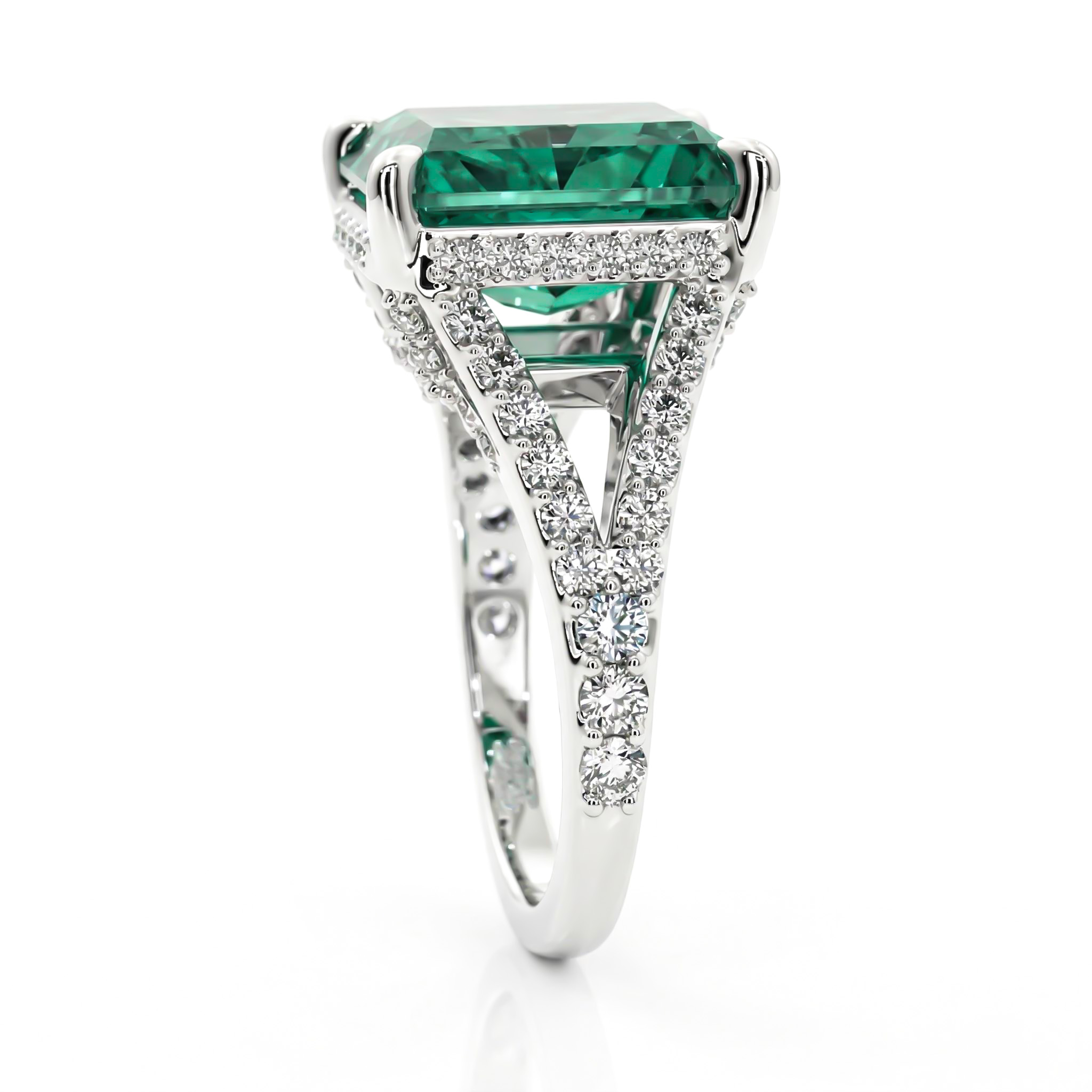 Bold 9ct Fancy Blue Green Radiant Cut Sterling Silver Engagement Ring - Image 6